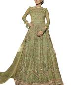Green embroidered net salwar