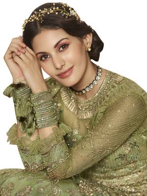 Green embroidered net salwar 2