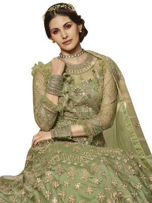 Green embroidered net salwar 3