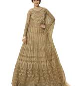 Beige embroidered net salwar