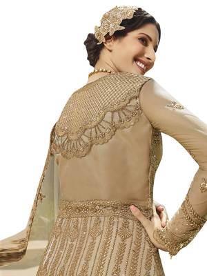 Beige embroidered net salwar 2