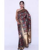 multicolor Embroidered banarasi saree with blouse