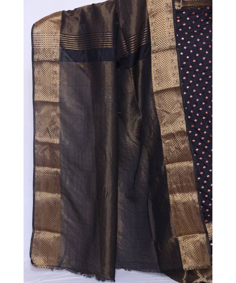 Black Embroidered Art Silk saree with blouse