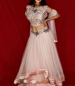 Salmon pink designer crop top lehenga online