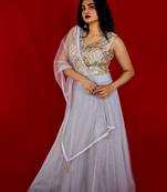 Grey designer crop top lehenga online