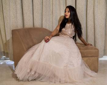 Light Beige crop top lehenga with floral hand embroidery online 3