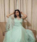 Light Green crop top lehenga with hand embroidery online