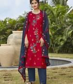 Magenta embroidered cotton salwar