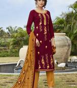 Wine embroidered cotton salwar
