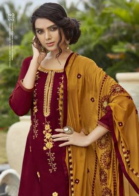 Wine embroidered cotton salwar 2