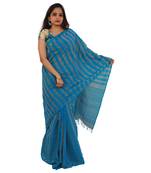 Blue hand woven andhra pradesh handloom saree with blouse