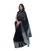 Black hand woven andhra pradesh handloom saree with blouse