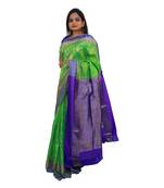 Light green hand woven andhra pradesh handloom saree with blouse