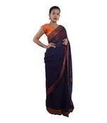 Violet hand woven andhra pradesh handloom saree 