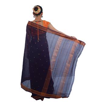 Violet hand woven andhra pradesh handloom saree  2