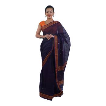 Violet hand woven andhra pradesh handloom saree  3