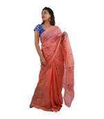 Pink hand woven andhra pradesh handloom saree with blouse