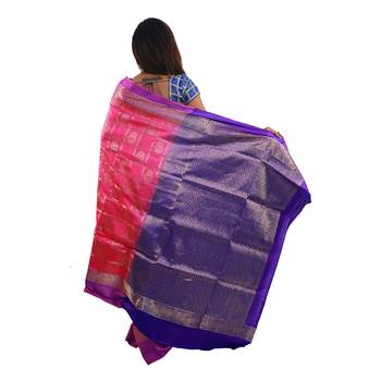 Pink hand woven andhra pradesh handloom saree with blouse 3