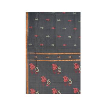 Grey hand woven andhra pradesh handloom saree with blouse 3