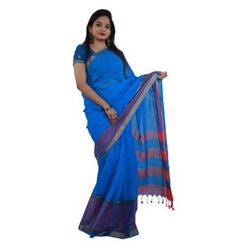 Light pink hand woven andhra pradesh handloom saree with blouse 1