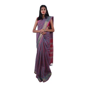 Maroon hand woven andhra pradesh handloom saree with blouse 1