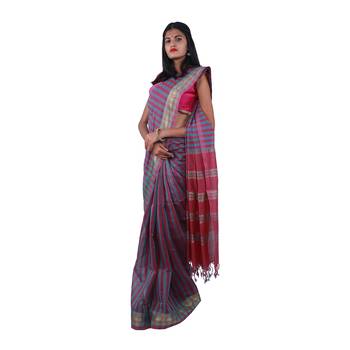 Maroon hand woven andhra pradesh handloom saree with blouse 2