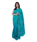 Sea green hand woven andhra pradesh handloom saree with blouse