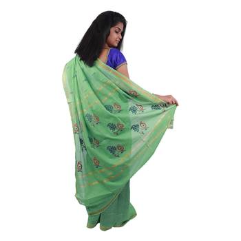 Light green hand woven andhra pradesh handloom saree with blouse 2