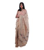 Beige hand woven andhra pradesh handloom saree with blouse