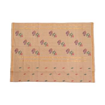 Beige hand woven andhra pradesh handloom saree with blouse 4