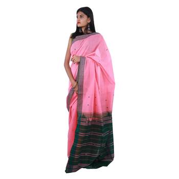 Pink hand woven andhra pradesh handloom saree  2