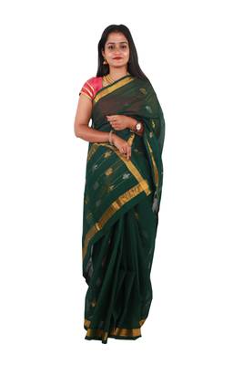 Green hand woven andhra pradesh handloom saree  3