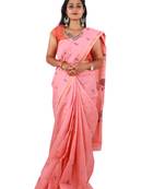 Pink hand woven andhra pradesh handloom saree with blouse