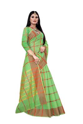 Green woven banarasi silk saree with blouse 3