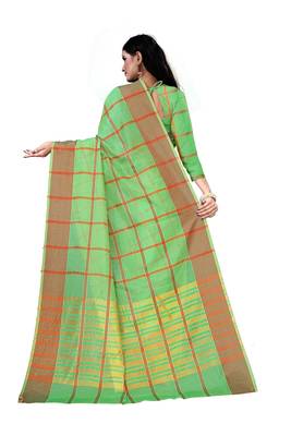 Green woven banarasi silk saree with blouse 4