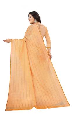 Orange woven banarasi silk saree with blouse 4