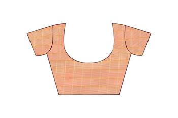 Orange woven banarasi silk saree with blouse 5
