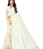 White woven banarasi silk saree with blouse