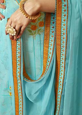 Light-blue embroidered silk blend salwar 2