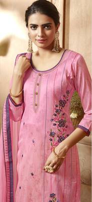 Pink embroidered silk blend salwar 2