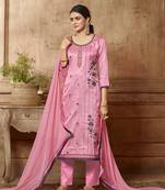 Pink embroidered silk blend salwar
