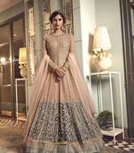 Peach embroidered net salwar