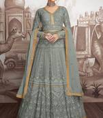 Grey embroidered faux georgette salwar