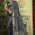 Navy blue woven art silk saree with blouse