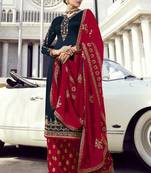 Navy-blue embroidered faux georgette salwar