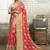 Pink printed art silk saree with blouse