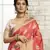 Pink printed art silk saree with blouse