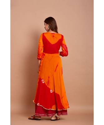Red bandhej chiffon long kurtis 3