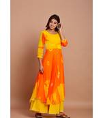 Orange bandhej chiffon long kurtis