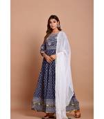 blue bandhej cotton kurta sets